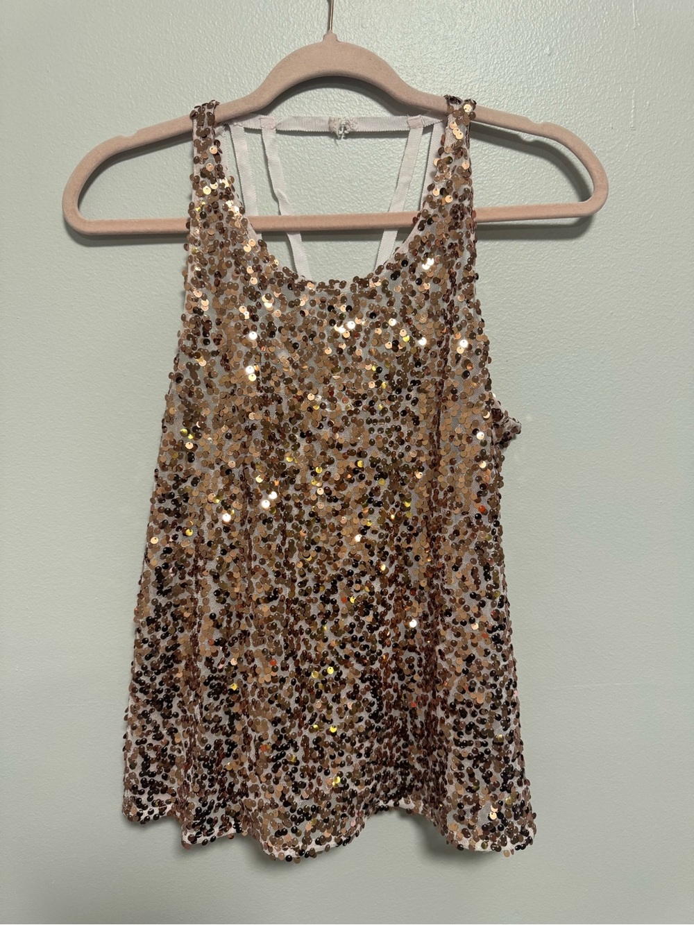 Intimately Free People Gold Sequin Y2K Sparkle Top